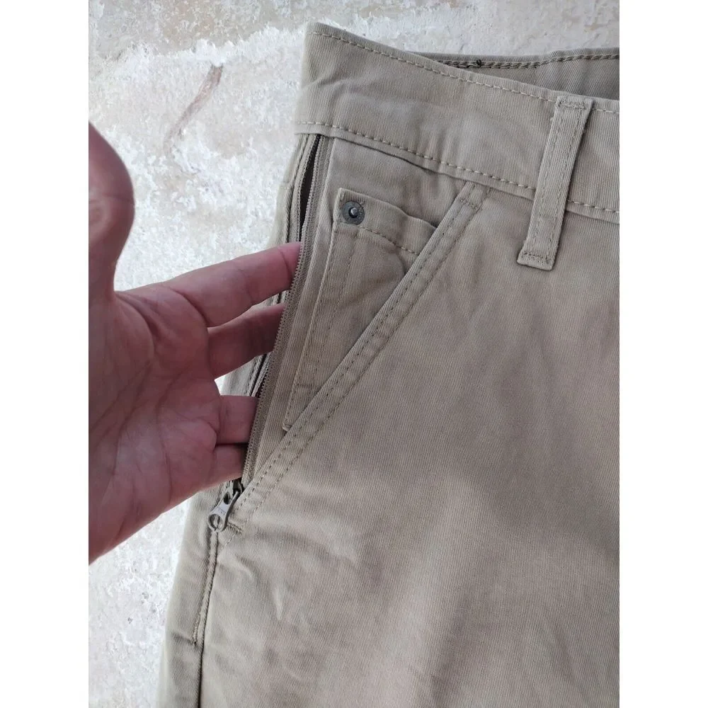 Levi's Jeans Men's 29X30 Tan Twill Stretch‎ Athletic Zip Pocket Straight Leg